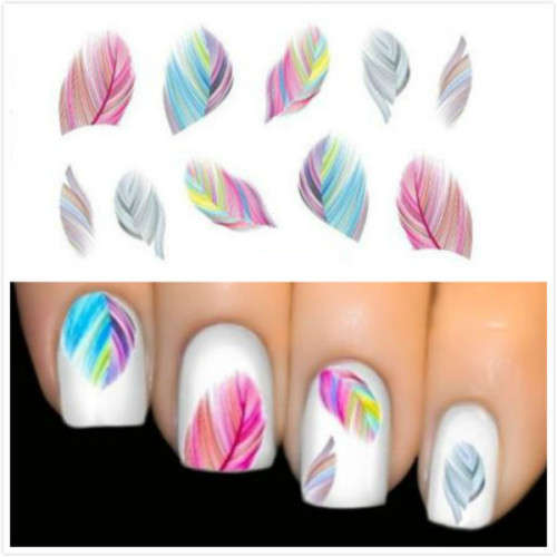 COLOR FEATHER NAIL ART STICKERS