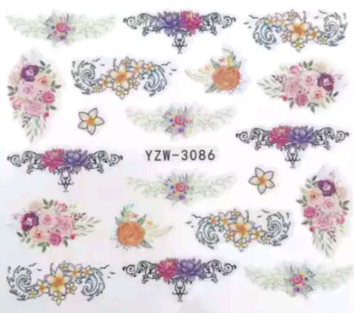 FLOWER NAIL ART WATER DECAL STICKERS 3086