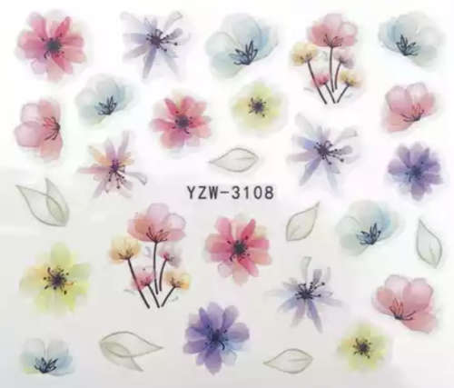 FLOWER NAIL ART WATER DECAL STICKERS 3108