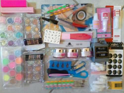 COMPLETE ACRYLIC & NAIL ART KIT SET + 36W LED LAMP + UV GEL TOPCOAT