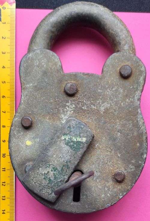 Rare HUGE vintage padlock + key