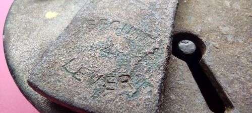 Rare HUGE vintage padlock + key