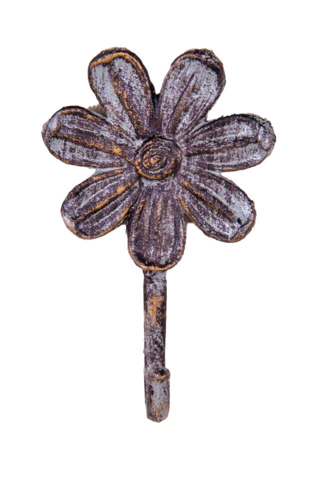 Flower Wall Fixture Single Hook Antique Grey