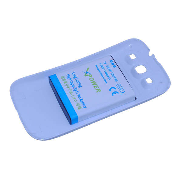 1x 4800mAh Extended Battery + Cover Case For Samsung Galaxy S 3 III I9300 White
