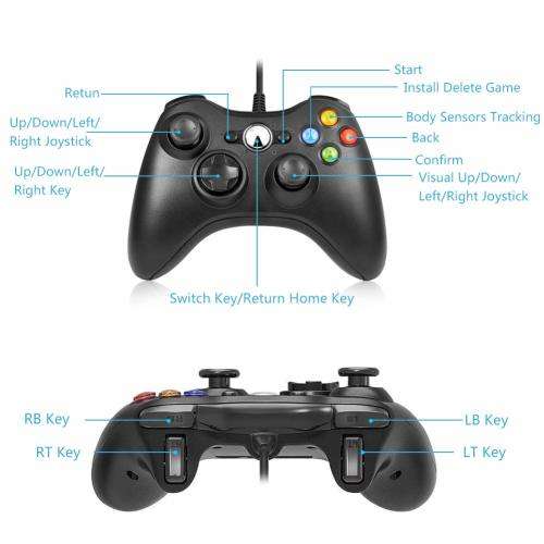 X-360 Wired Controller Gamepad Compatible with Xbox 360 Game Console and PC