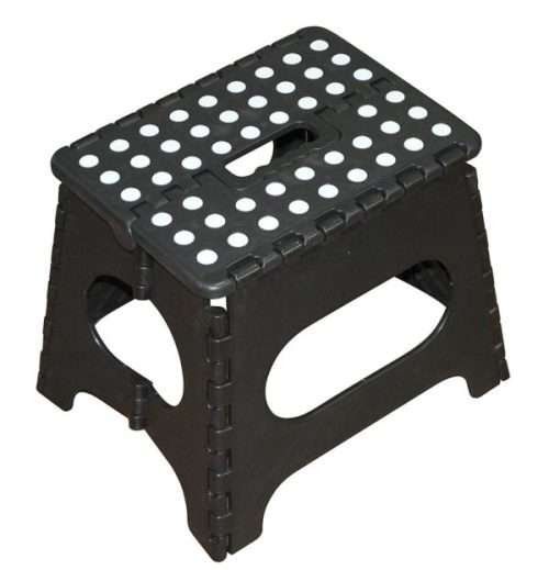 Folding Plastic Step Ladder Stool - Black