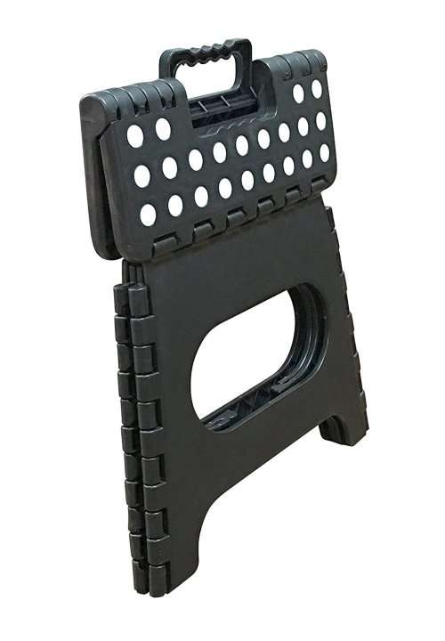 Folding Plastic Step Ladder Stool - Black