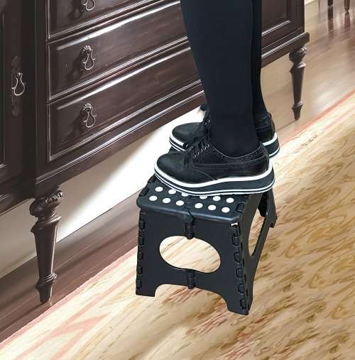 Folding Plastic Step Ladder Stool - Black