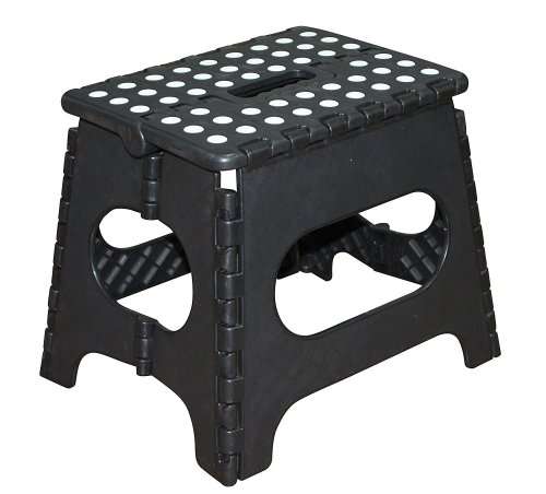 Folding Plastic Step Ladder Stool - Black