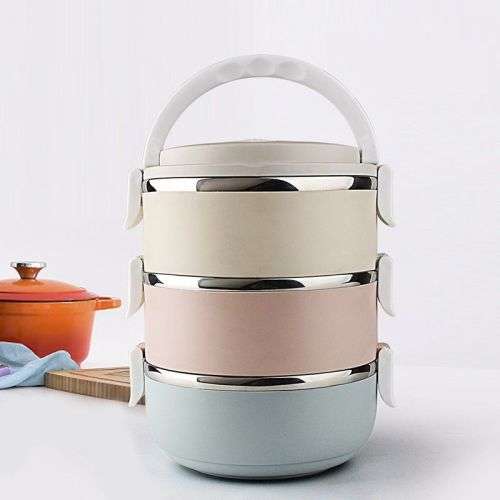 Portable Thermal Insulated Stainless Steel Triple Layer Lunch Box