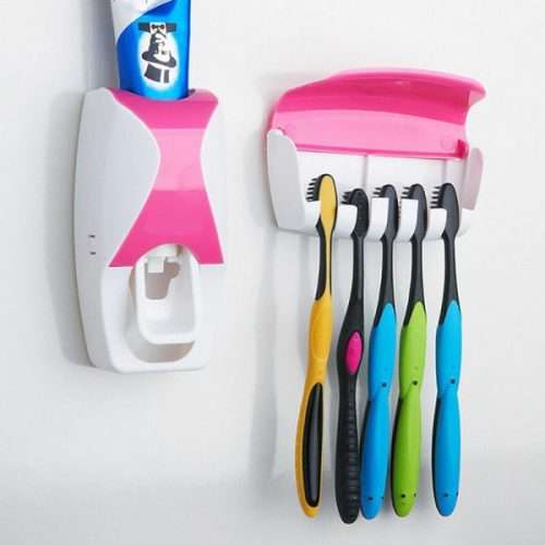 AUTOMATIC TOOTHPASTE DISPENSER WITH 5 TOOTHBRUSH HOLDER