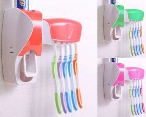 AUTOMATIC TOOTHPASTE DISPENSER WITH 5 TOOTHBRUSH HOLDER