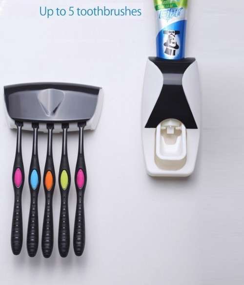 AUTOMATIC TOOTHPASTE DISPENSER WITH 5 TOOTHBRUSH HOLDER