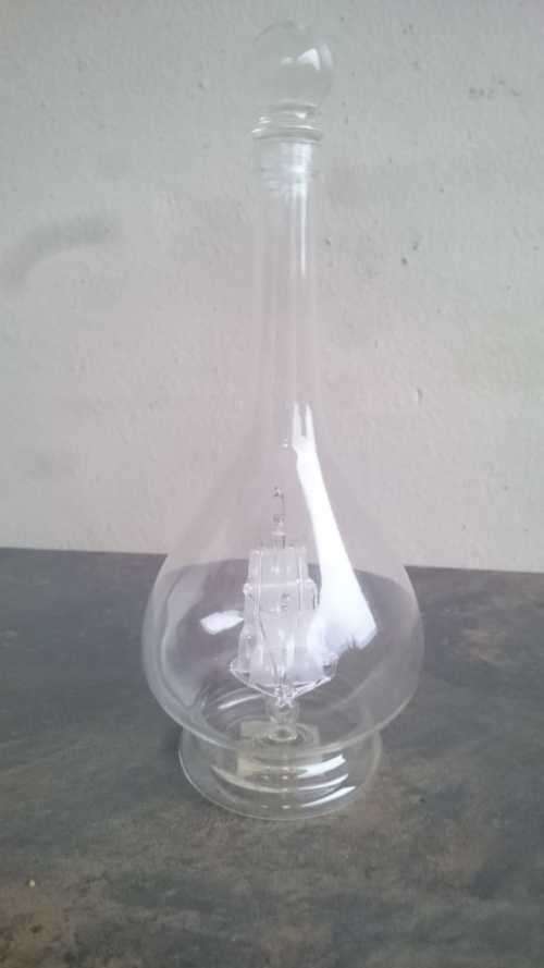 CRYSTAL BOTTLE WITH DESIGNED CRYSTAL SHIP INSIDE