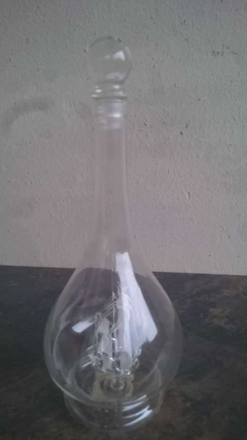 CRYSTAL BOTTLE WITH DESIGNED CRYSTAL SHIP INSIDE