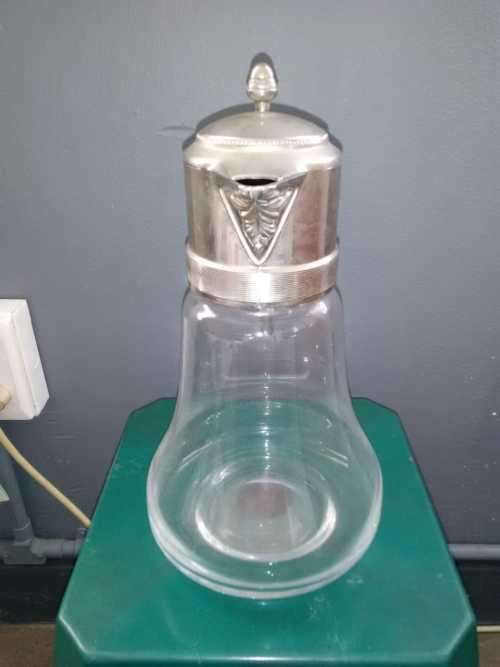 VINTAGE SILVER PLATED LID WINE DECANTER