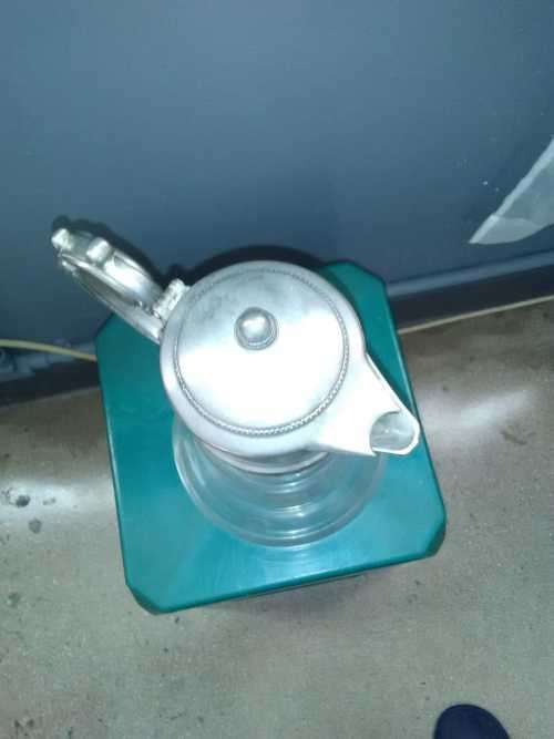 VINTAGE SILVER PLATED LID WINE DECANTER