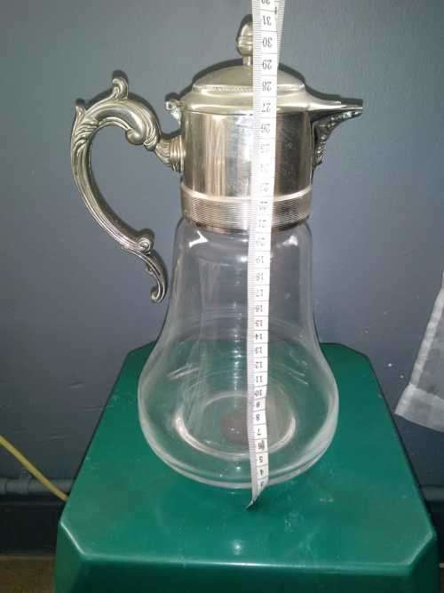 VINTAGE SILVER PLATED LID WINE DECANTER