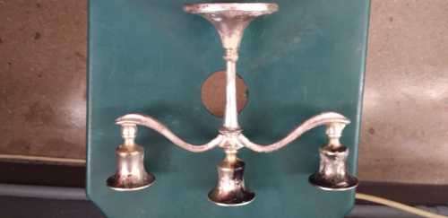 VINTAGE SILVER PLATED LANTHE CANDLE HOLDER, HOLDS THREE CANDLES