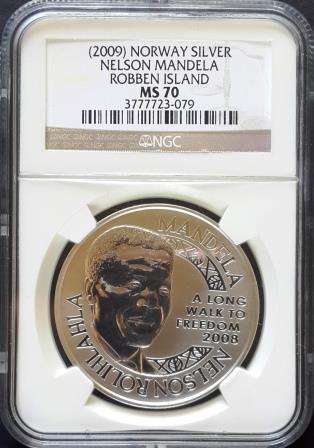 2009 Norway Silver Nelson Mandela Robben Island MS 70