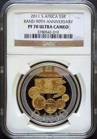 *** 2011 S. Africa S5R Rand 90th Anniversary PF 70 Ultra Cameo ***