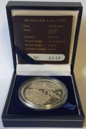 1995 R2 Silver 1oz - FAO in SA Mint Box with Certificate