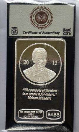 2013 - Nelson Mandela - 100 Gram Fine Silver - From The House of Mandela