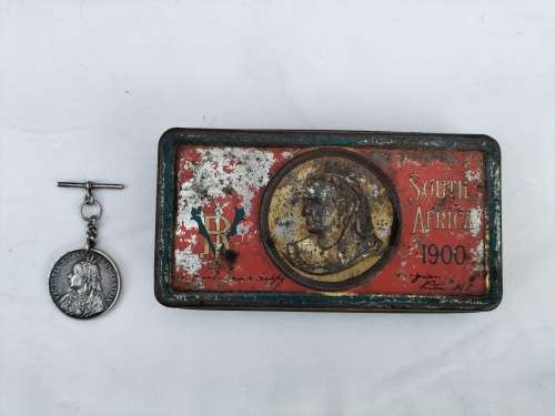 Boer war medal and tin