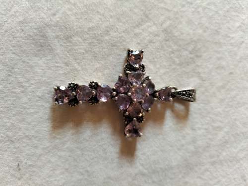 Silver and amethyst cross pendant