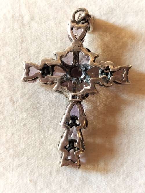 Silver and amethyst cross pendant