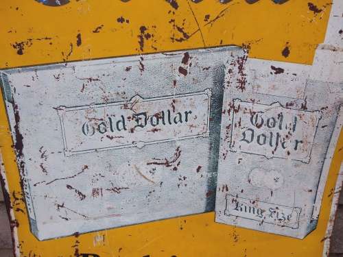 Gold Dollar metal advertising sign