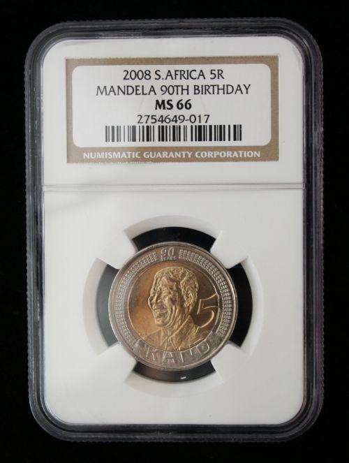 2008 Nelson Mandela 90th Birthday R5 NGC Graded MS66