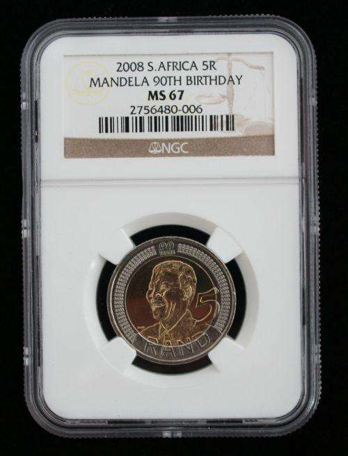 2008 Nelson Mandela 90th Birthday R5 NGC Graded MS67