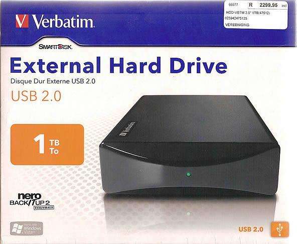 VERBATIM 1 TERABYTE (1000 GIGABYTE) EXTERNAL HARD DRIVE
