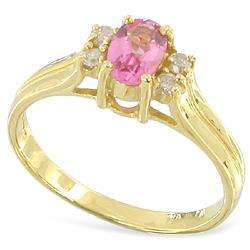 TOURMALINE AND DIAMOND 14K SOLID YELLOW GOLD RING
