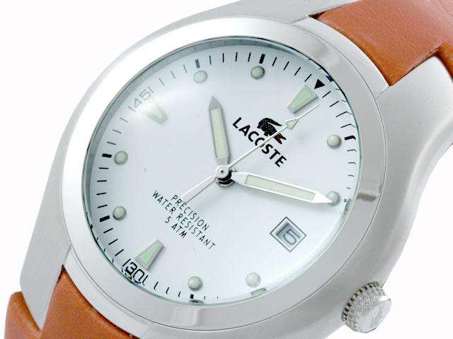 GENUINE LACOSTE GENTS WATCH - WHITE DIAL TAN LEATHER STRAP