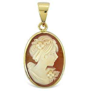 CORNELIAN CAMEO 9K YELLOW GOLD PENDANT