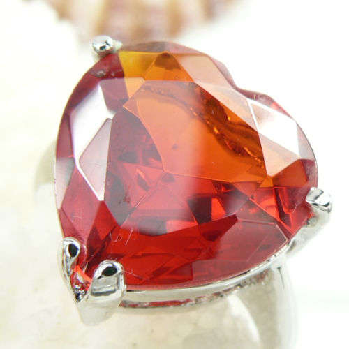 ROMANTIC RED RUBY QUARTZ RING IN HALLMARKED SILVER