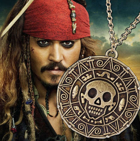 Pirates of the Caribbean Aztec Skull Necklace