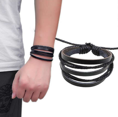 Leather Bracelet for Men - Dark Brown