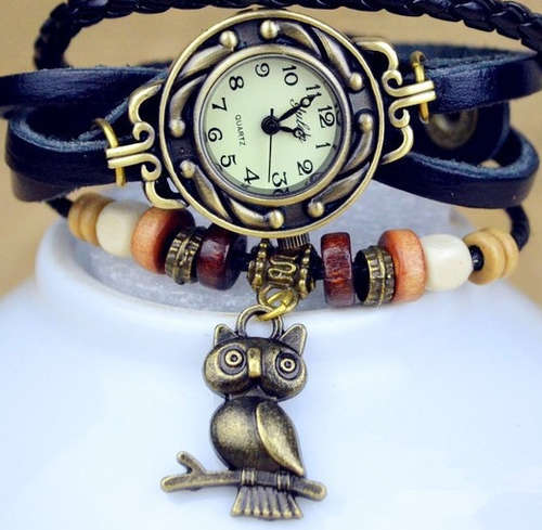 NEW: Women Genuine Leather Watch, Bracelet Wristwatches Owl
