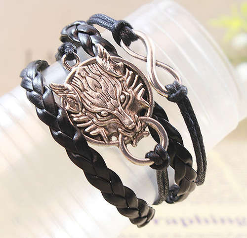 Infinity Genuine Leather Bracelet - Black