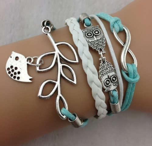 Infinity Genuine Leather Bracelet - owl