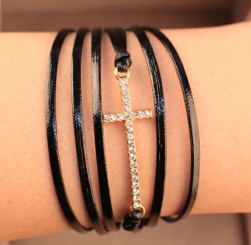 Infinity Genuine Leather Bracelet - Cross
