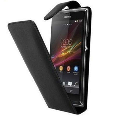 Black Leather case for Sony Xperia L Experia S36H