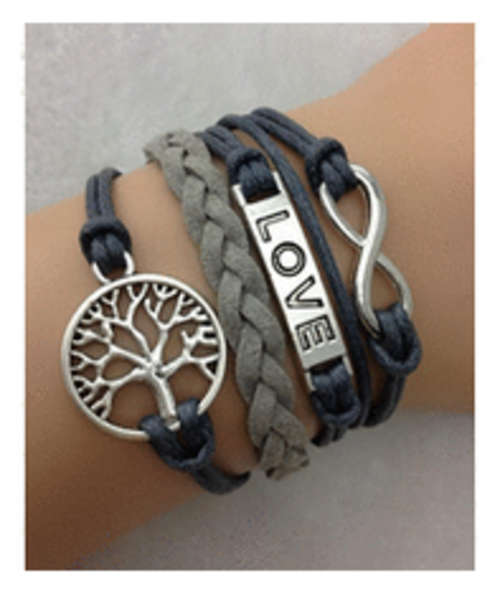 Infinity Genuine Leather Bracelet - Tree
