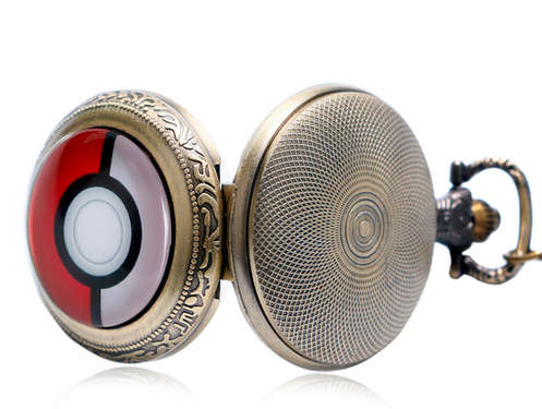 Pokemon Pokeball - Pocket Watch With Necklace Chain