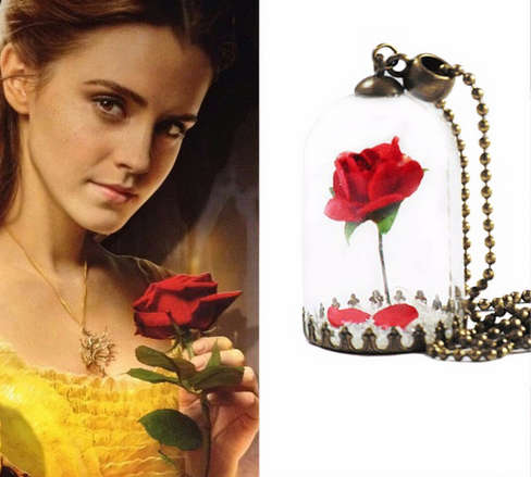Beauty and the Beast Rose Necklace
