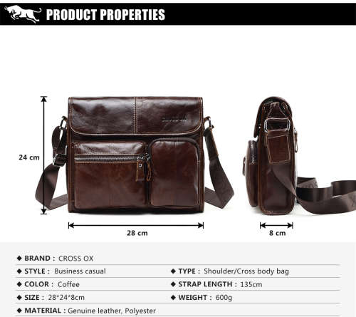Cross Ox Genuine Leather Shoulder Messenger Bag