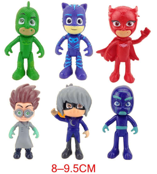 Set of 6 PJ Mask Action Figures (approx 8-9.5cm) Catboy Owlette Gekko